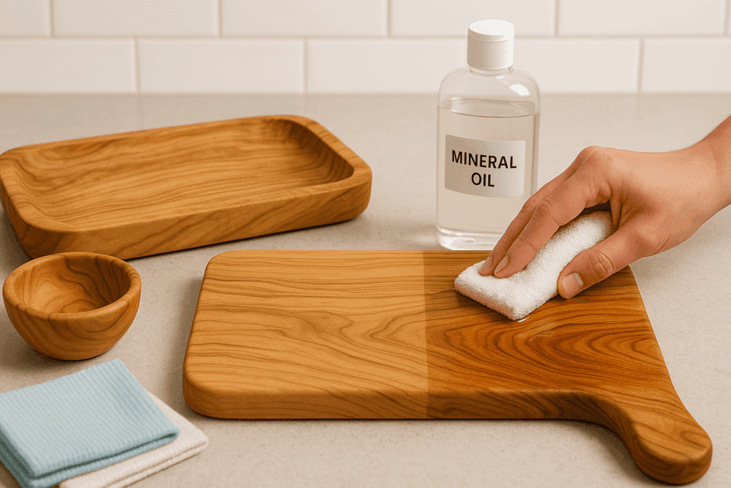 Correct maintenance and care process for olive wood products